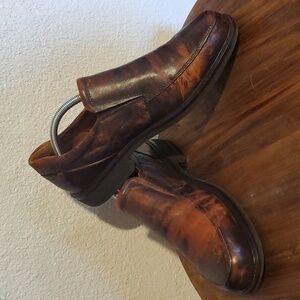 Ecco- Mens Distressed Leather Dress Shoes Slip on Neutral Comfy! Like New! Sz.10